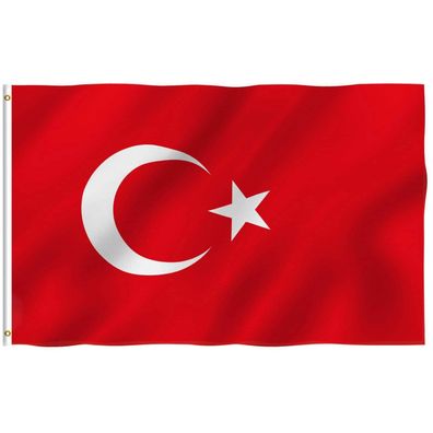 Türkei Turkey Flagge mit Ösen Fahne 150x90 Metalösen Wetterfest Fahnenmast