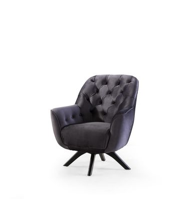 Sessel Modern Schwarzer farbe Wohnzimmer Textil Luxus Design Möbel