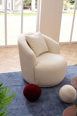 Sessel Modern Weiße Wohnzimmer Sitzmöbel Textil Design Möbel Lounge Club