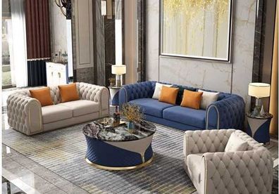 Luxus Wohnzimmer Set 3 tlg Chesterfield Modern Stil Sofagarnitur 3 + 2 + 1 Designer