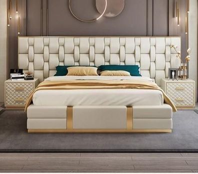 Bett Polster Design Luxus Doppel Hotel Betten beige Luxus Hotel Neu