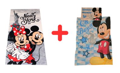 Disney Mickey Maus Geschenk Set Handtuch Mickey und Minnie New York + Wendebettw