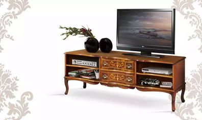 Klassisches Braunes TV-Regal Designer Holz Sideboard Wohnzimmer Möbel