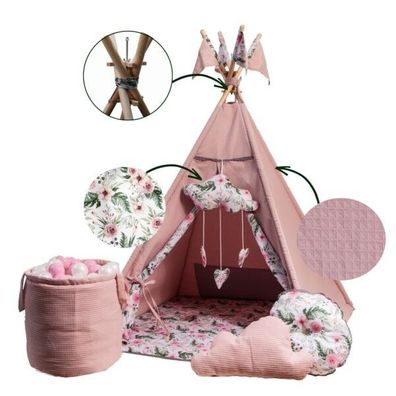 Kinder Teepee Tipi für Kinder Tipi-Zelt , gekräuselte Baumwolle- Rose Garden EU