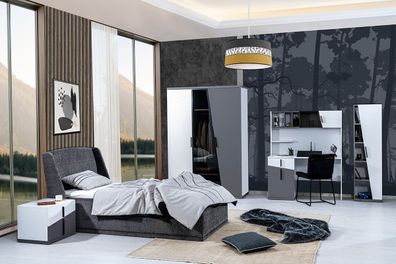 Jugendzimmer Elite in schwarz grau weiss