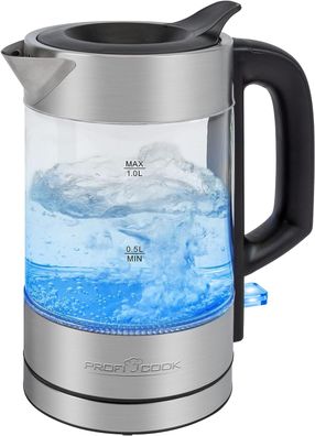 ProfiCook Wasserkocher PC-WKS 1229 Edelstahl 1 Liter LED Beleuchtung 1600 Watt