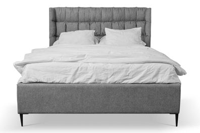 Grau Doppelbett Klassisches Schlafzimmermöbel Design Eleganter Stoff Bett