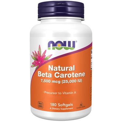 Now Foods, Natural Beta Carotene (Beta-Karotin) 25000 IU, 180 Weichkapseln