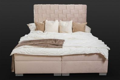 Polsterbett Betten beige Polster Designer Luxus Design 180x200 Doppelbett