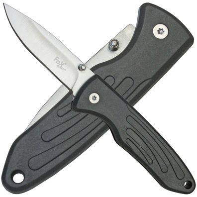 Fox Outdoor Einhandmesser Taschenmesser mit Daumenpin TPR-Griff schwarz