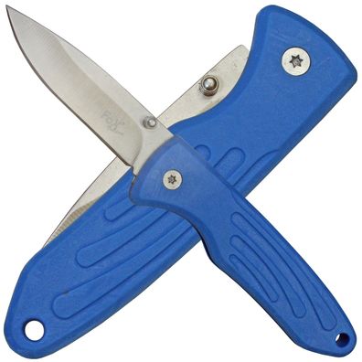 Fox Outdoor Einhandmesser Taschenmesser mit Daumenpin TPR-Griff blau