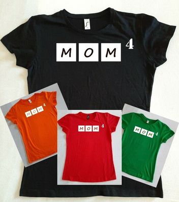 Bedrucktes Damen T-Shirt, Lustiger Spruch, Fun Shirt, Mom4, Mutter von 4 Kinder