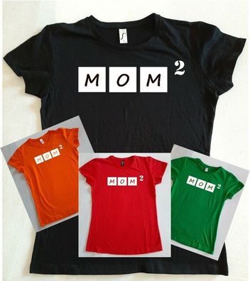 Bedrucktes Damen T-Shirt, Lustiger Spruch, Fun Shirt, Mom², Mutter von 2 Kinder