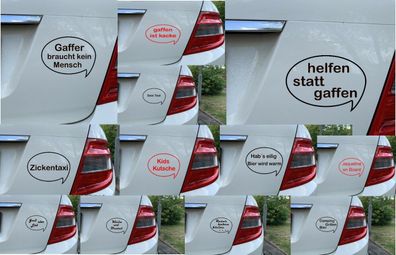 Motiv Autoaufkleber Sprüche rund, Schwarz, Weiss, Rot ,10x15cm Randlos