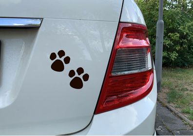 Hundepfoten Motiv Autoaufkleber Hund 2 Pfoten Schwarz , Weiss , Rot, 15x12cm