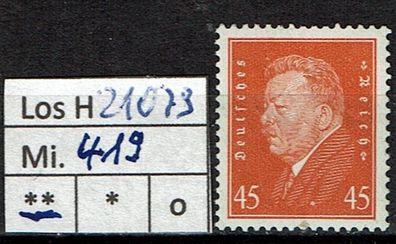 Los H21079: Deutsches Reich Mi. 419 * *