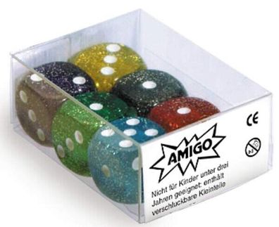 Amigo 00059 Spiele - Würfel Glitter W06 Set gemischt MBE6