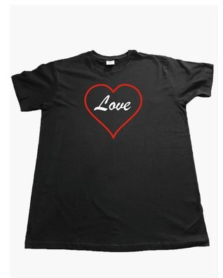 HerrenT-Shirt Schwarz, Bedruckt, Rundhals, Lustiger Spruch, Love, Fun Shirt