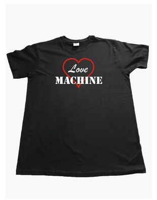 HerrenT-Shirt Schwarz, Bedruckt, Rundhals, Lustiger Spruch, Love Machine, Fun Shirt