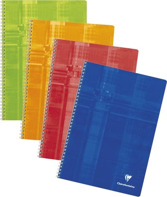 Clairefontaine 68142C Spiralbuch, A4, kariert, 1-er Pack, 50 Blatt, farbig sortiert