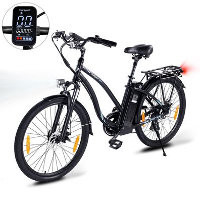 Bodywel A26 Elektrofahrrad Damen E-Bike 100KM 250W 15Ah APP CE-Kennzeichnung,26Zoll