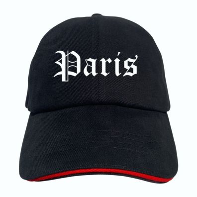 Paris Cappy - Altdeutsch bedruckt - Schirmmütze - Schwarz-Rotes Cap - ...