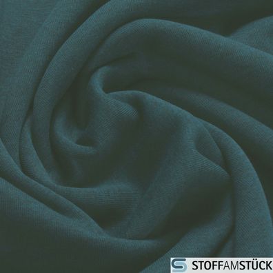 Stoff Baumwolle Polyester Sweat Jersey Melange petrol meliert weich