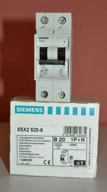 Siemens System 5SX2 520-6 B20 1P + N Leitungsschutzschalter Sicherung