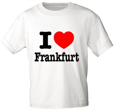Kinder T-Shirt - I love Frankfurt - 06939 - weiß - Gr. 122/128