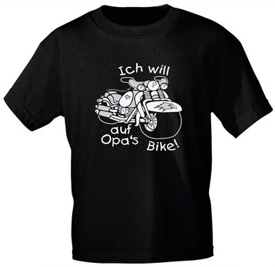 Kinder T-Shirt - Ich will auf Opas Bike - 06904 - schwarz - Gr. 110/116