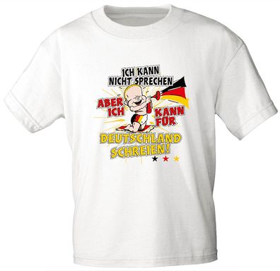 Kinder T-Shirt mit Aufdruck - ... für Deutschland schreien - 08116 - weiß - Gr. 86/