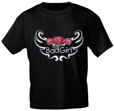 Kinder T-Shirt mit Aufdruck - BAD GIRL - 06932 - schwarz - Gr. 110/116