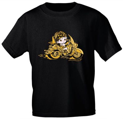 Kinder T-Shirt mit Aufdruck - Bikerin - 06901 - schwarz - Gr. 110/116