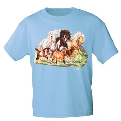 Kinder T-Shirt mit Pferdemotiv - Catch me - 12775 - ©Kollektion Bötzel - Gr. hellbl