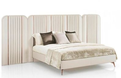 Schlafzimmer Doppelbett Beiges Bettgestell Kingsize Bett Luxus Möbel