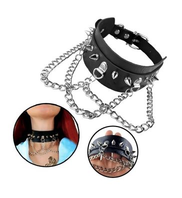 Halsband mit Ketten Nieten Sklaven Rollenspiele Damen Herren Halskette BDSM Fetisch