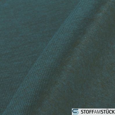 0,5 Meter Stoff Baumwolle Polyester Sweat Jersey Melange petrol meliert weich