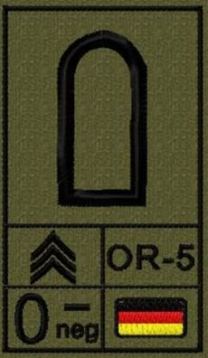Bundeswehr Rangabzeichen mit NATO Rangcode und Blutgruppe, Heer, Stabsunteroffizier