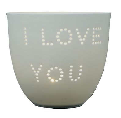 Teelicht Becher Liebe / I Love You aus Porzelan Windlicht Teelichthalter