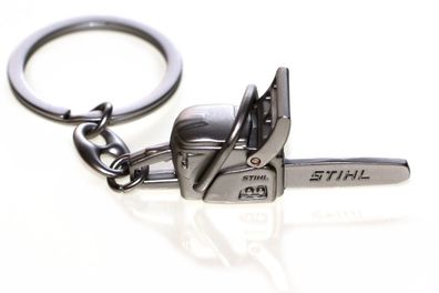 Stihl Schlüsselanhänger Motorsäge Metall Silber Schlüsselring