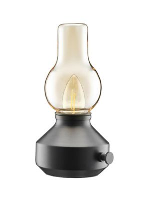 PR Home Glimt LED Akku-Tischleuchte im Vintage Öllampe Look schwarz IP44 21,3x12,8x12