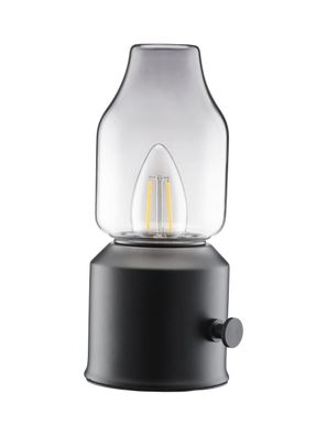 PR Home Lystra LED Akku-Tischleuchte im Vintage Öllampe Look schwarz IP44 20x9x9cm