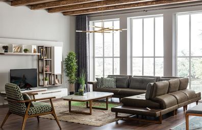 Modernes Eckosfa L-Form Couch Grau Wohnzimmer Möbel Textil Eckgarnitur