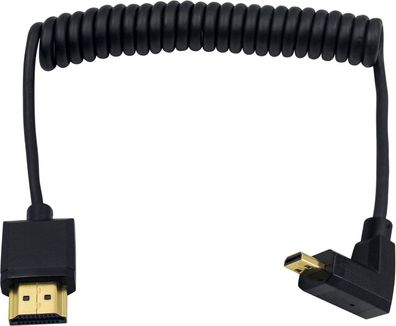 HDMI-auf-Standard-HDMI-Kabel, Micro-HDMI-auf-HDMI-Spiralkabel, abgewinkelt, 1,2 m