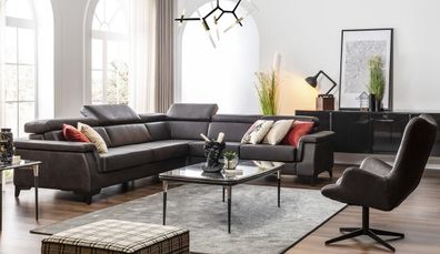 Sofagarnitur Ecksofa L-Form Couch Sessel Möbel Bettfunktion Schwarz Neu