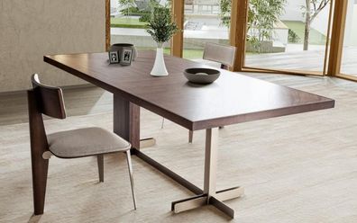 Brauner Esstisch Designer Tische Tisch + 4x Lehnstuhl Möbel 5tlg. Set