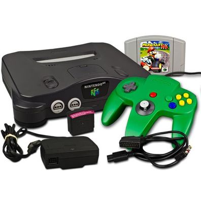 N64 Konsole + Controller + alle Kabel + Jumper Pak + Mario Kart