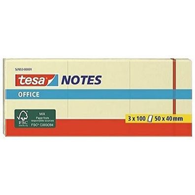 tesa Office Notes gelb Haftnotiz Erinnerungshilfe 50mm x 40mm 3 Stück