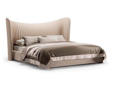 Beiges Doppelbett Designer Holz Betten Bettgestelle Schlafzimmer Möbel Bett