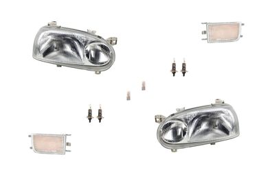 Scheinwerfer passend für VW Golf III 1Hx0 91-97 Leuchtmittel Set Li. Re. Blinker